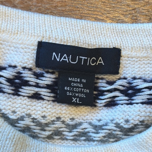 Nautica XL Men’s Fair Isle Winter Sweater Cotton Wool Blend - Picture 4 of 12